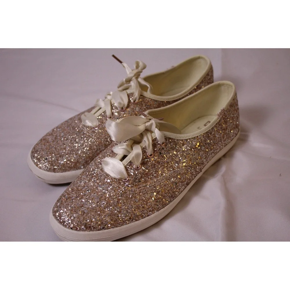 Keds X Kate Spade New York Women 9.5 Champion Ks Gold Glitter‎ Multi Sneakers
